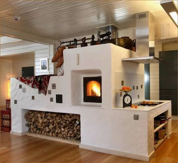 Уютное дизайнерское решение — интерьер с печью