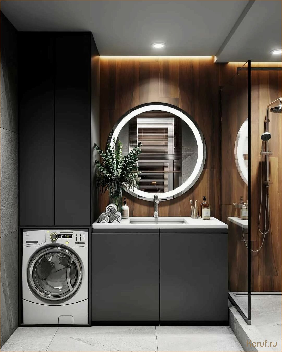 Интегрированный дизайн: Как совместить стирку и душевую в одном помещении?