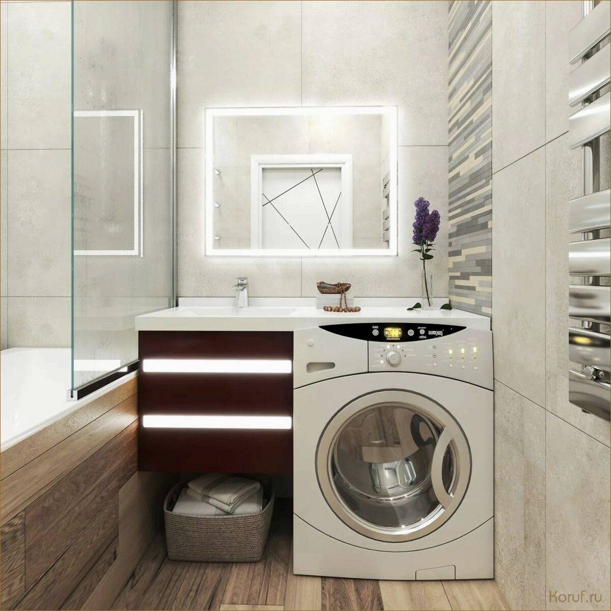 (идея дизайна гардеробной, дизайн гардеробной со стиральной машиной, идеи дизайна гардеробных) Идеальный дизайн гардеробной: как включить в нее стиральную машину и сэкономить место в квартире